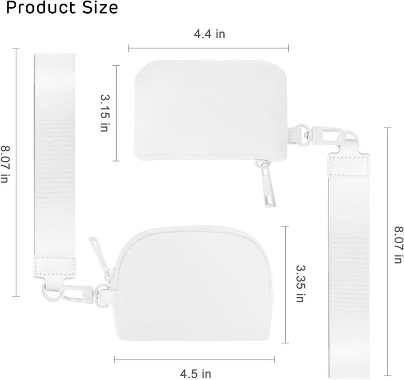 Viverte Mini Zip Around Wristlet Wallets for Women Small Portable Coin Purse Dual Pouch Keychain Wristlet Gifts for Women Travel Sports Outdoors (White) - Image 3
